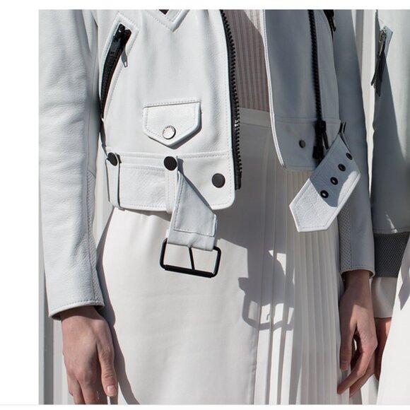 The Arrivals Cropped White leather Vader Biker Jacket XS - Picture 10 of 13